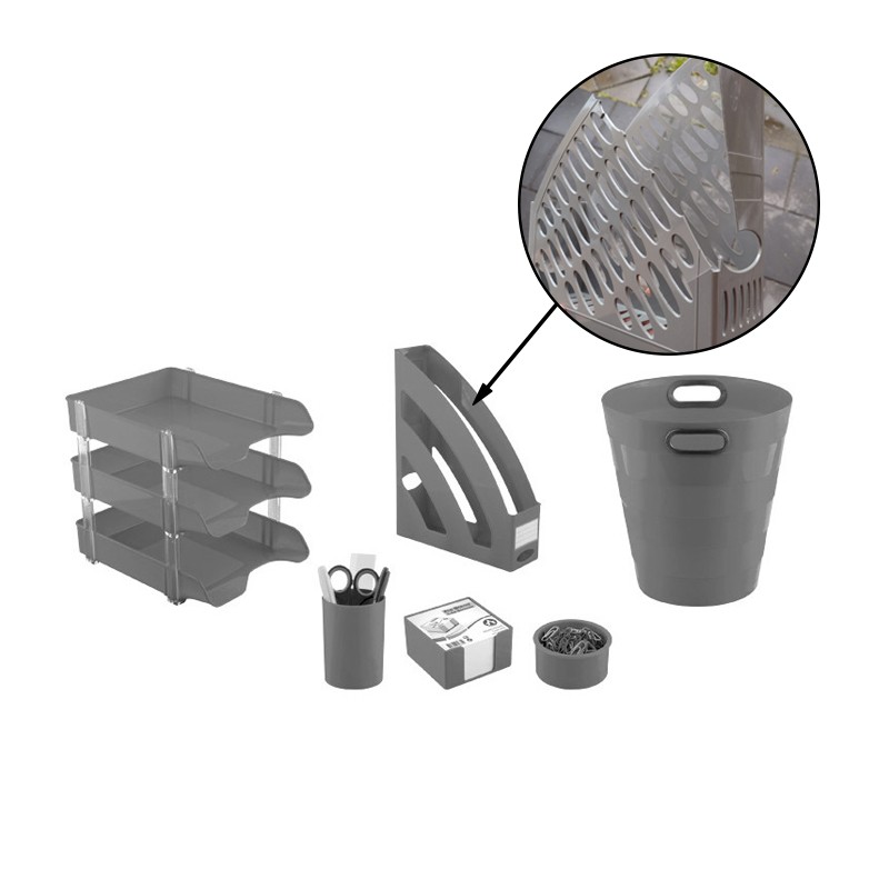 Set 8 accesorii pentru birou ARK, gri, RESIGILAT - imagine 3